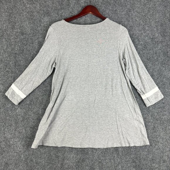 Comfy USA Top Womens Small Gray Stretch Knit Tee 3/4 Sleeve Swing Hem - Picture 5 of 7